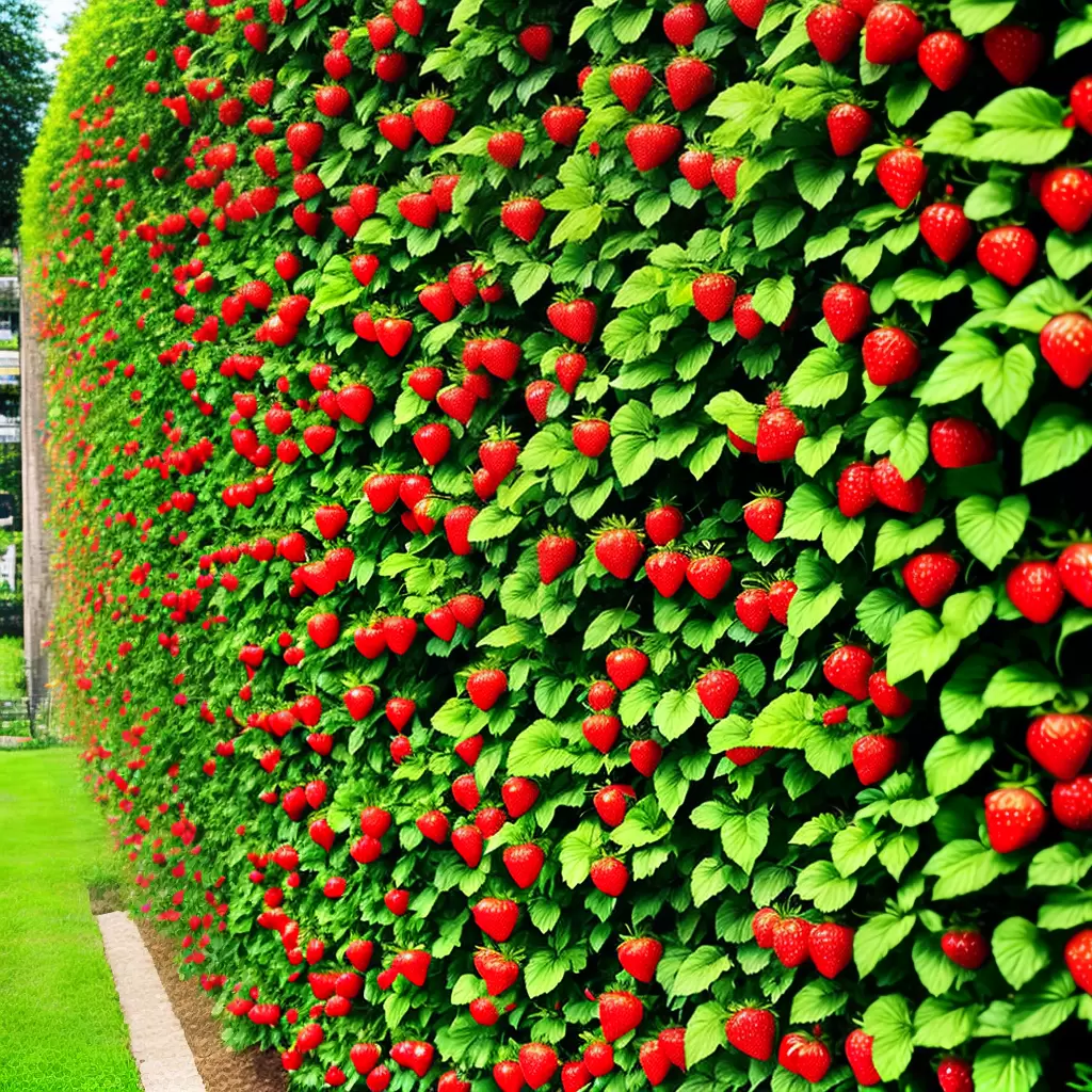 Fotos jardim vertical morango fruta verde