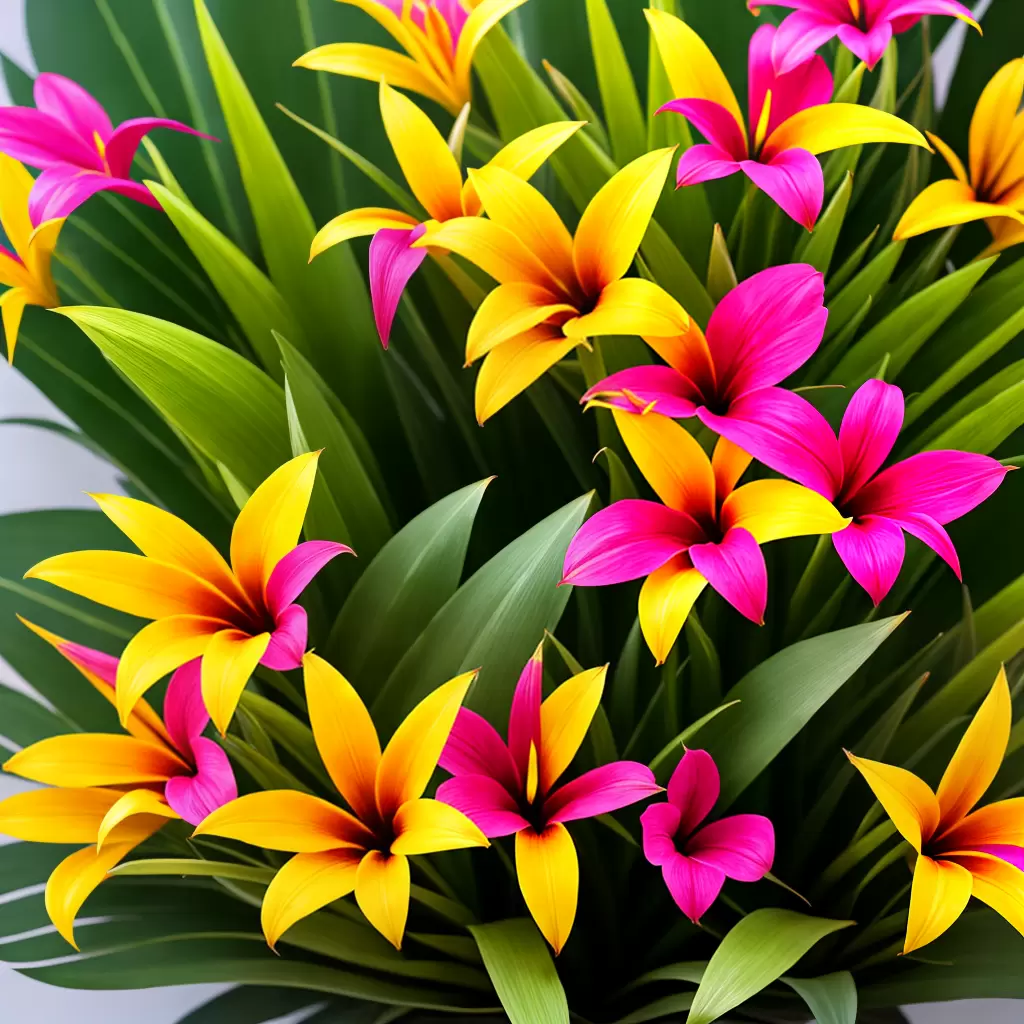 Fotos flores tropicais vibrantes arranjo folhagem