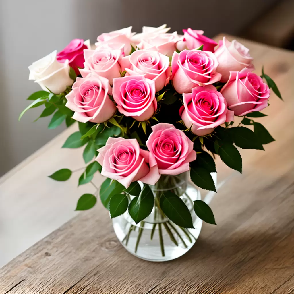 Fotos rosas rosa branco vaso vidro mesa rustica