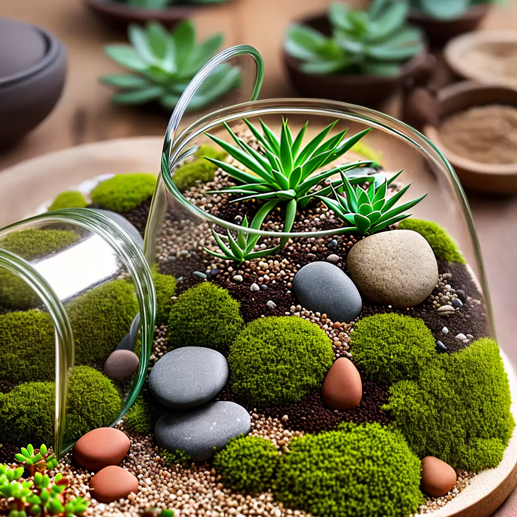 Fotos terrario sand plants rock care