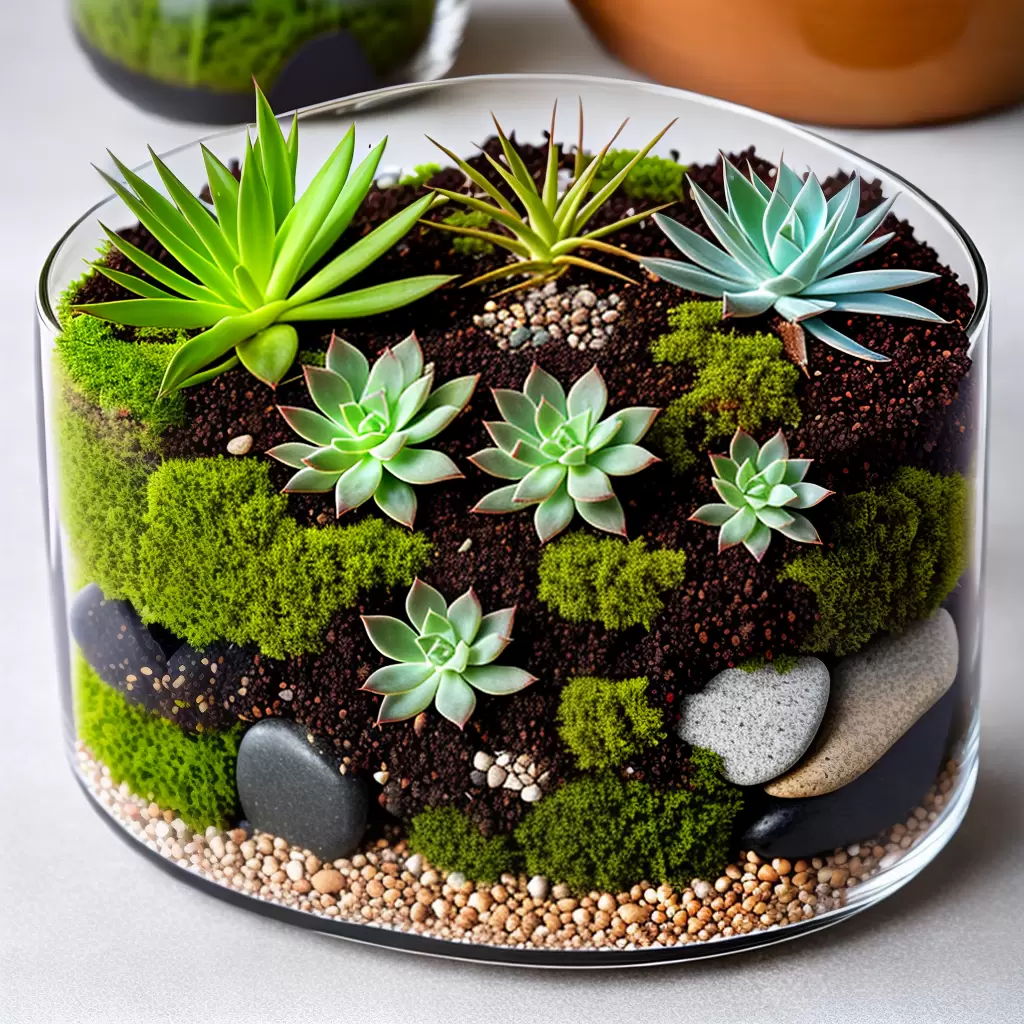 Fotos jardim miniatura suculentas ar terra