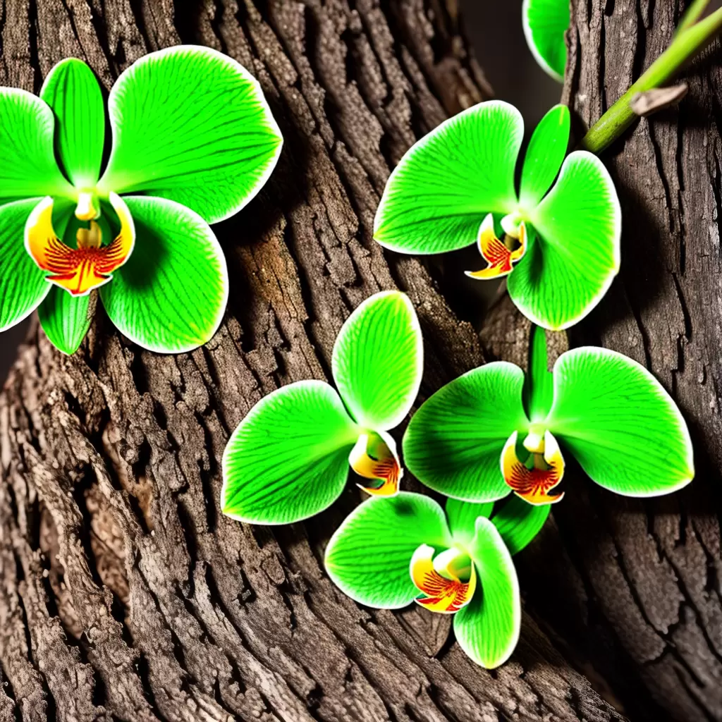 Fotos orquidea verde raizes arvore sol
