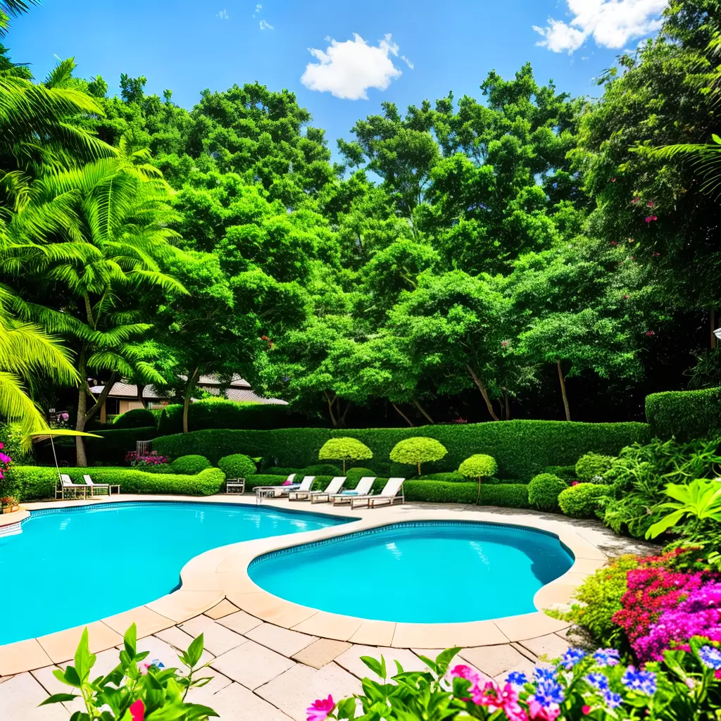 Fotos jardim piscina verde flor sol