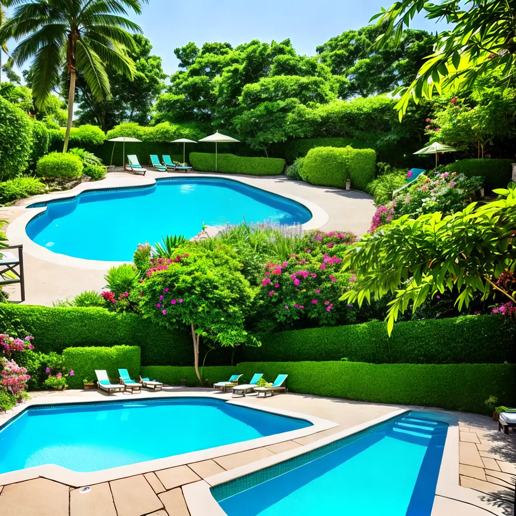 Fotos jardim piscina verao sol cadeiras