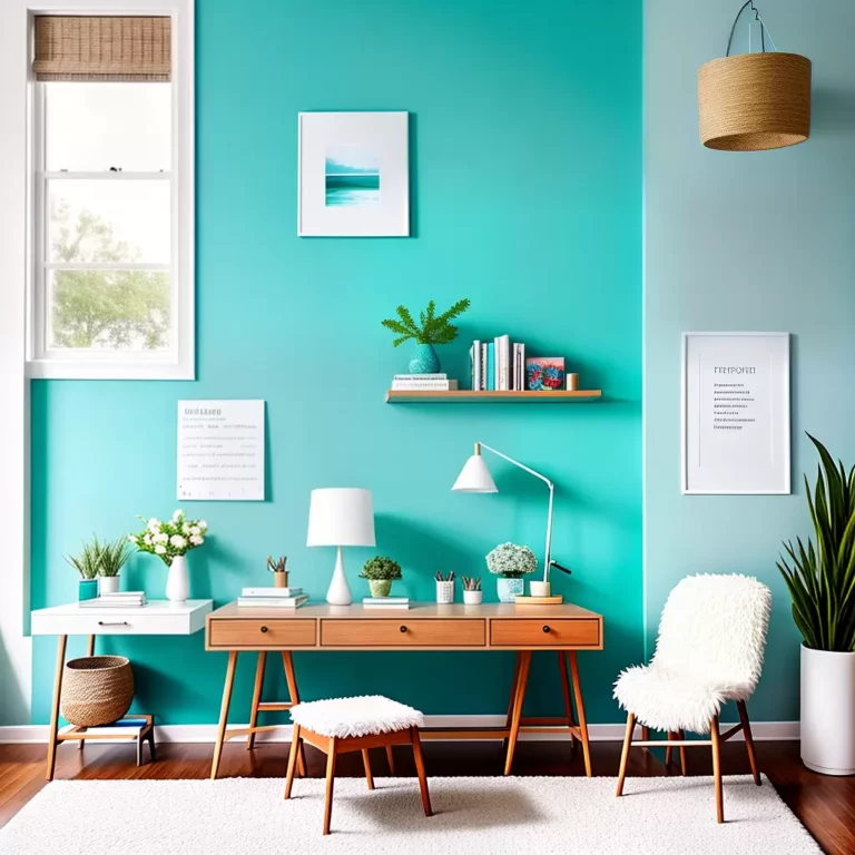 Decoração de Escritório em Azul Turquesa: Inspiração e Produtividade