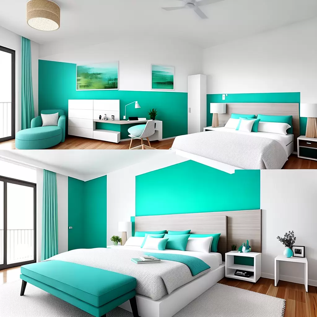 Fotos quarto sereno turquesa branco