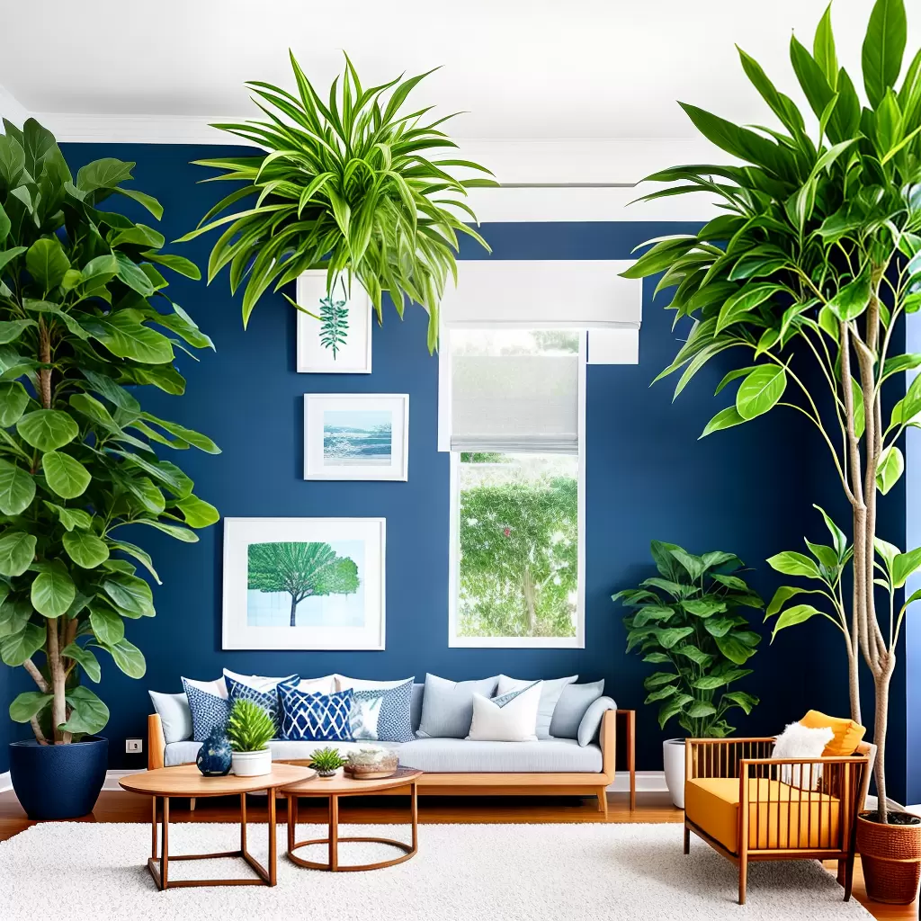 Fotos sala azul marinho plantas decorativas