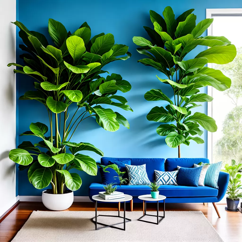 Fotos decor azul real plantas verdes