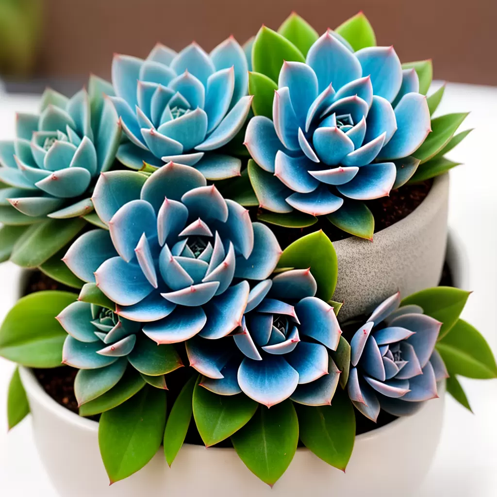 Fotos suculenta azul verde ceramica branca