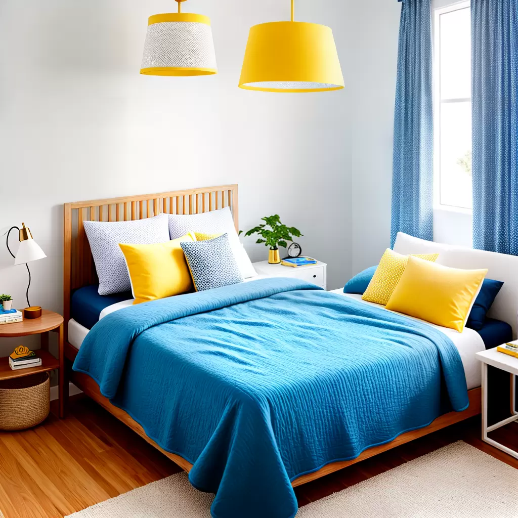 Fotos quarto infantil azul amarelo madeira