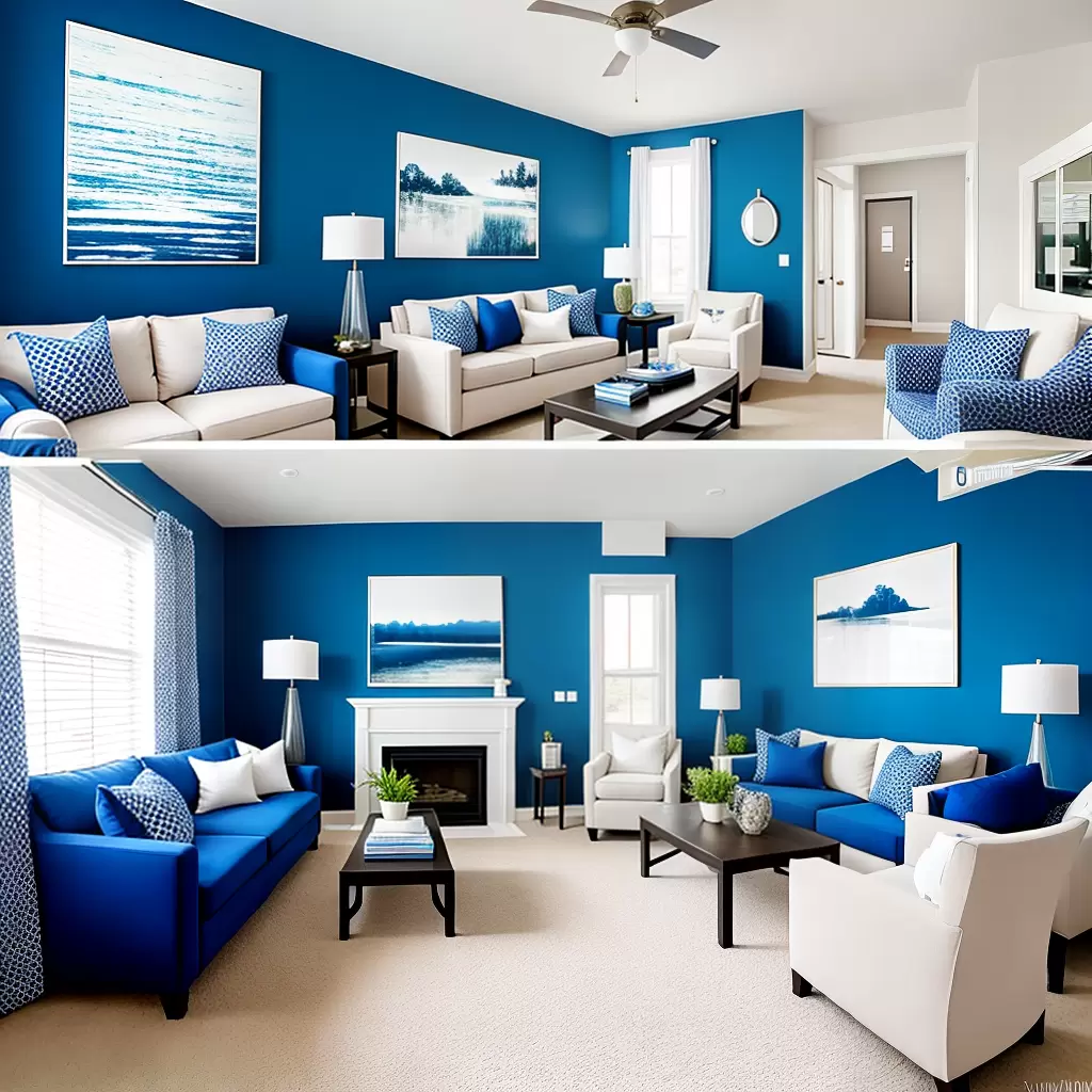 Fotos sala azul realeza sofa decoracao