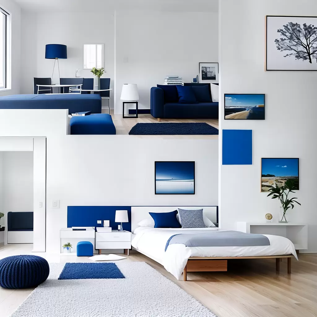 Fotos quarto branco azul minimalista 1
