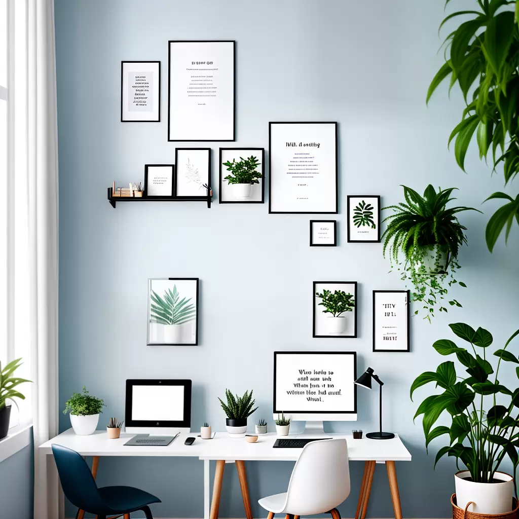 Fotos escritorio sereno azul branco plantas frase