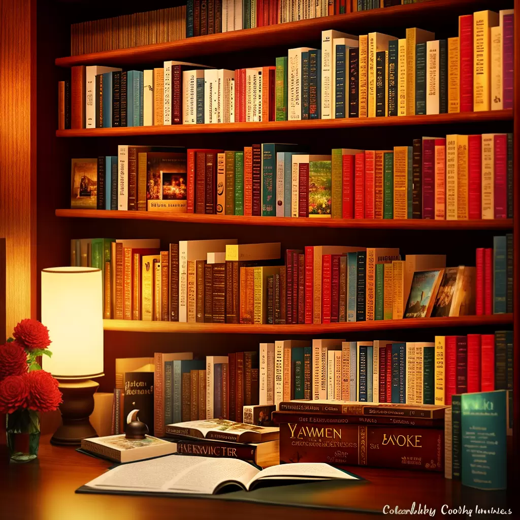 Fotos estante luzes flores livros lanches