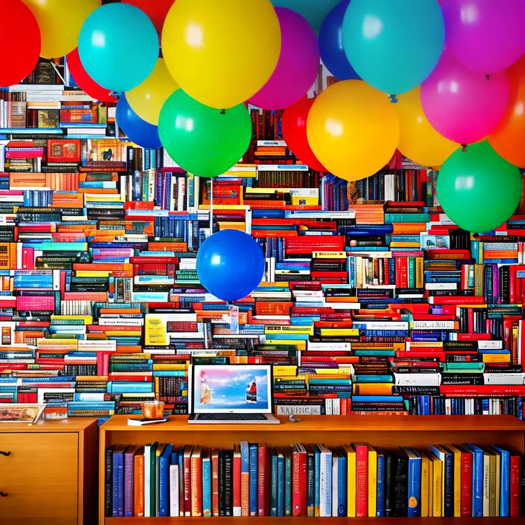 Fotos estante colorida lancamento livros festa