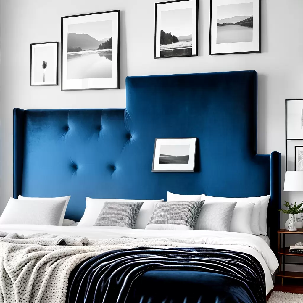 Fotos cabeceira veludo azul quarto
