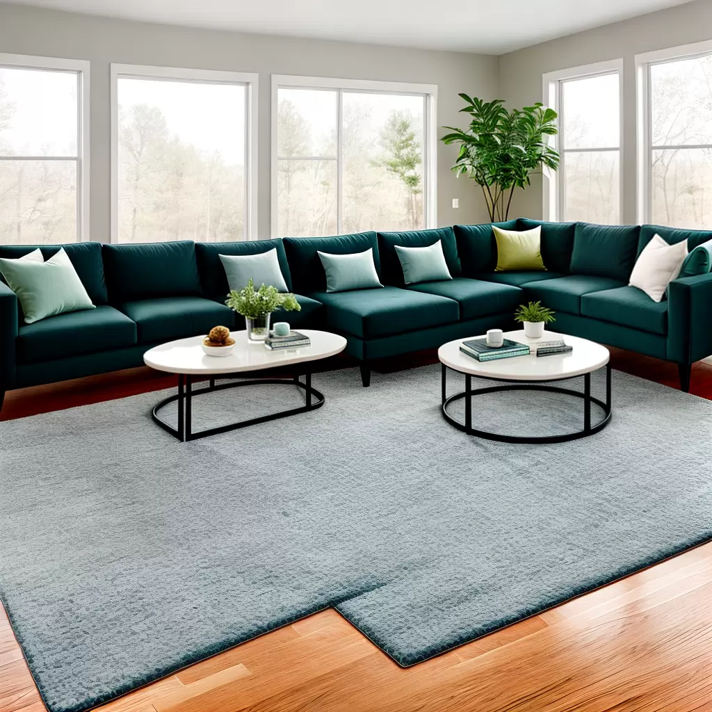 Fotos sala sofa cinza azul verde mesa rug