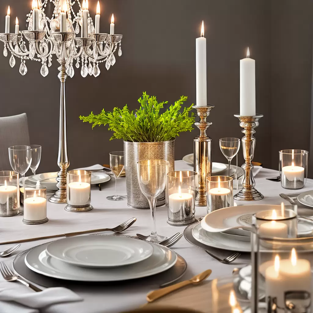 Fotos candelabro prata mesa jantar luzes