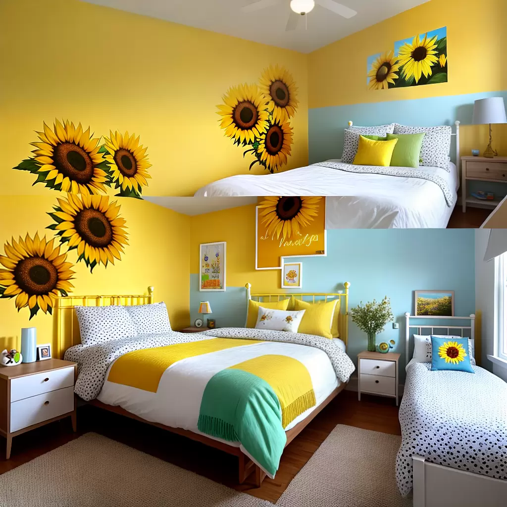 Fotos quarto girasol alegre decoracao floral