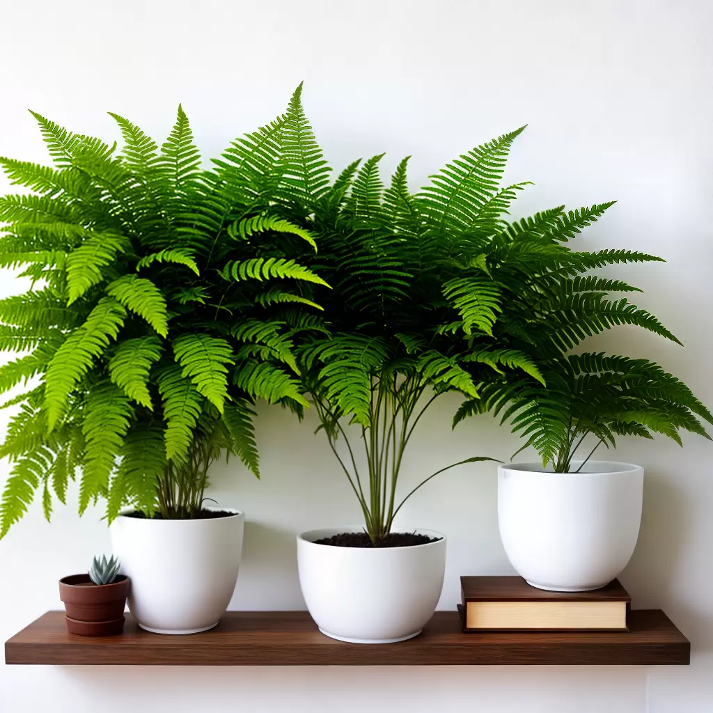 Fotos samambaia verde pot branco prateleira madeira