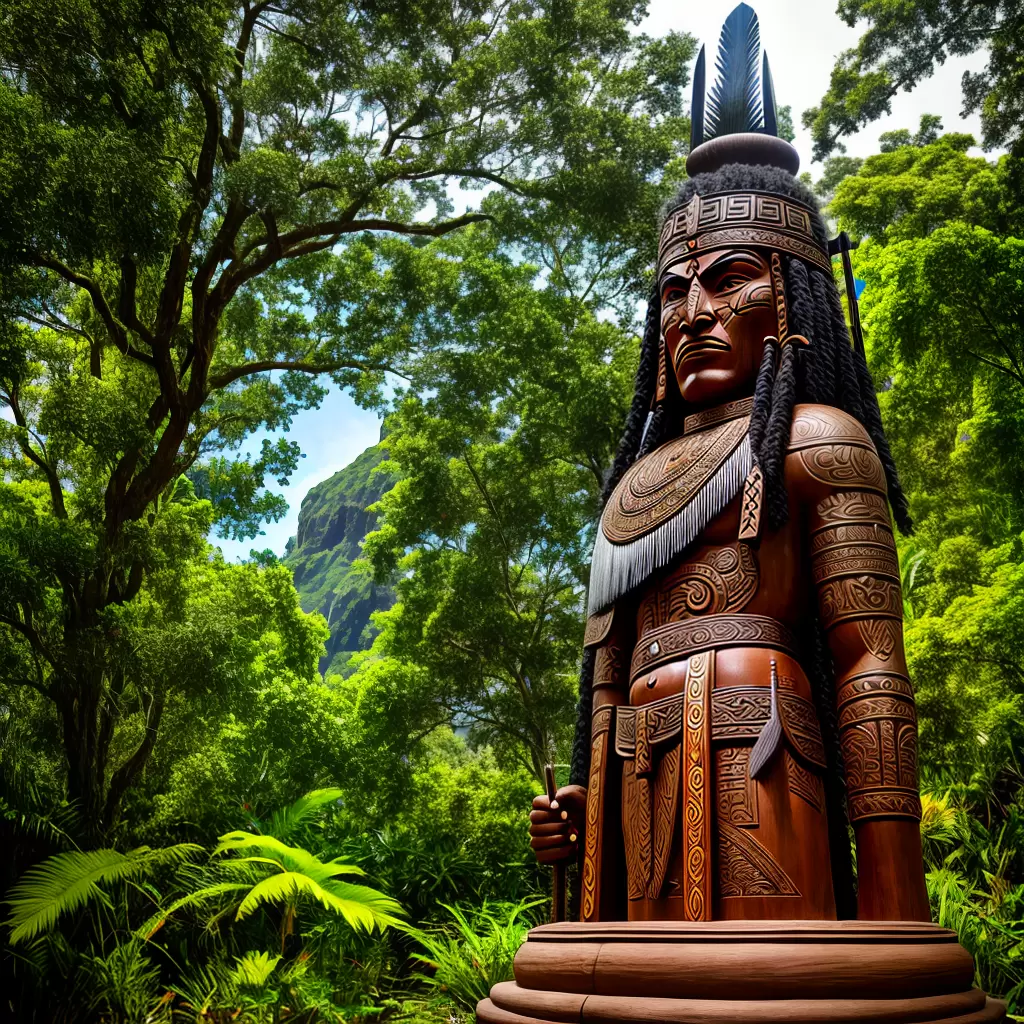 Fotos escultura maori guerreiro tatuagem nova zelandia