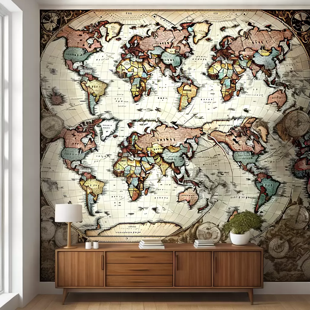 Fotos papel parede mapa antigo decoracao 1