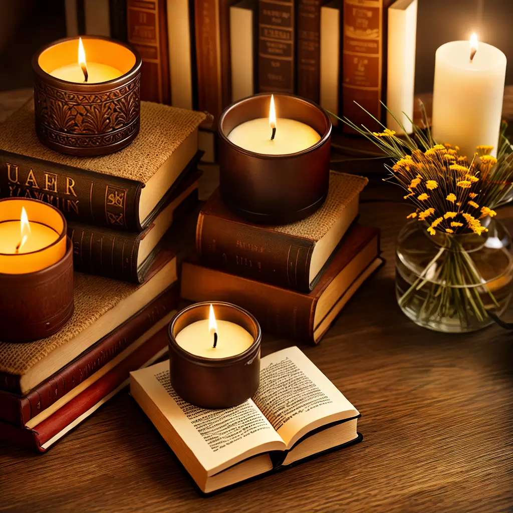 Fotos castical antigo livros flores velas