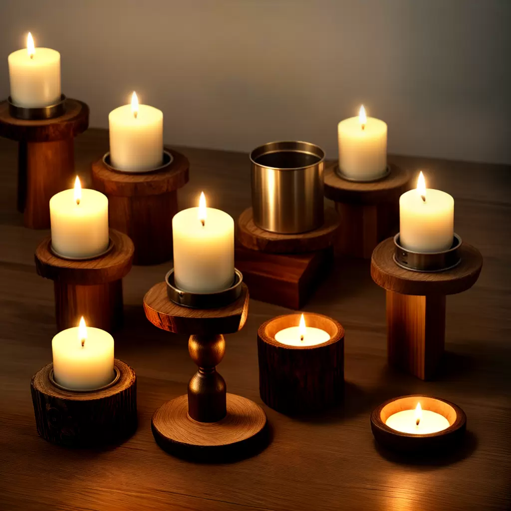 Fotos porta velas artesanais madeira vidro metal