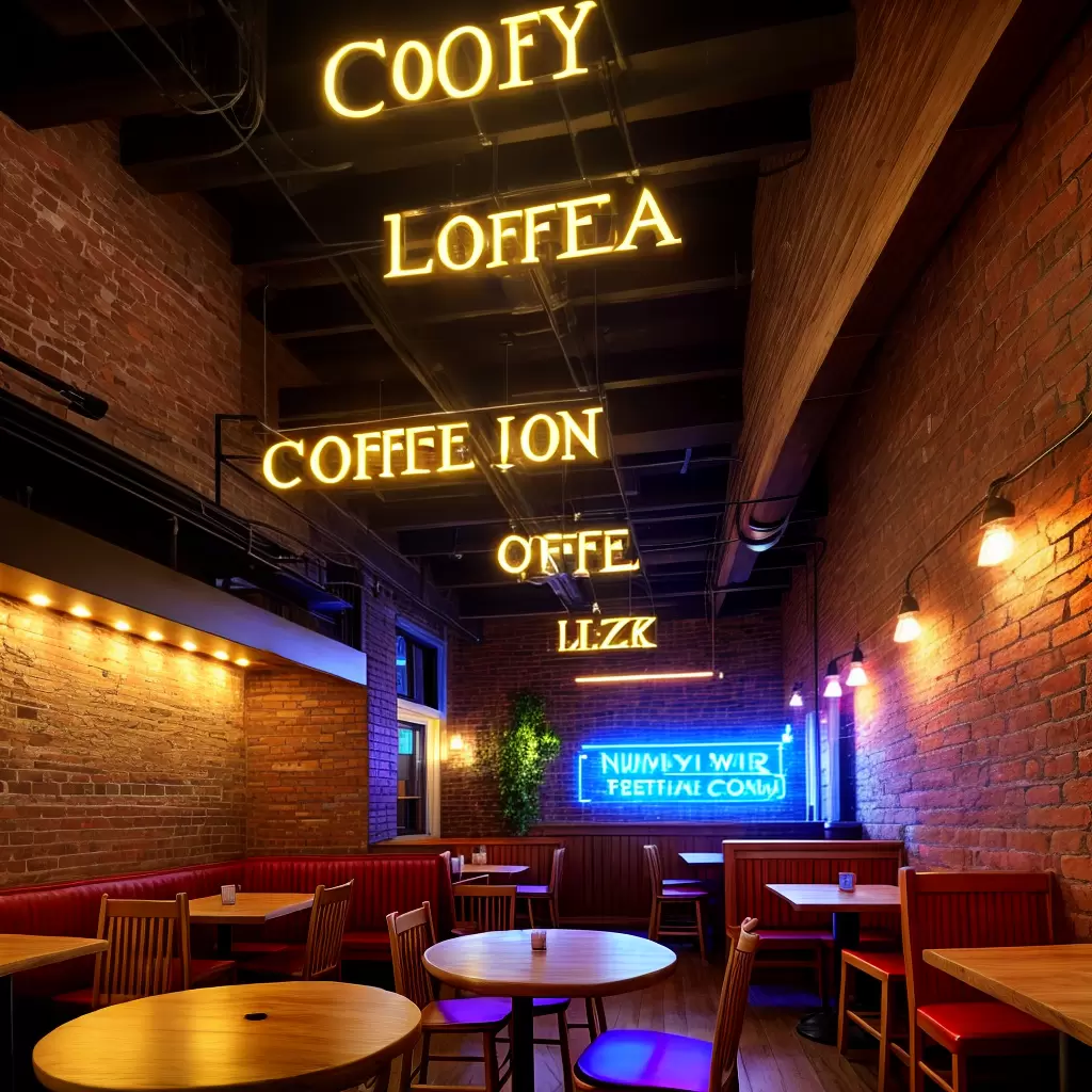 Fotos cafe neon ambiente acolhedor