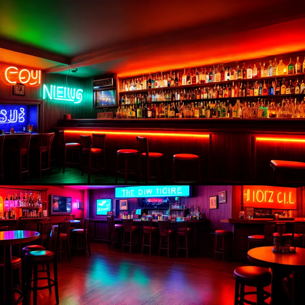 Fotos bar lounge neon cores quente