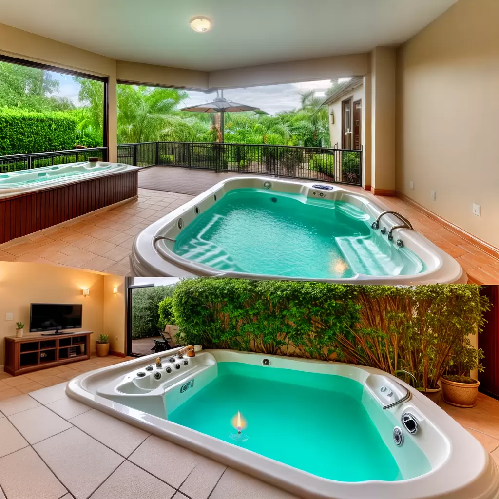 Fotos banheiro luxuoso jacuzzi toalhas velas