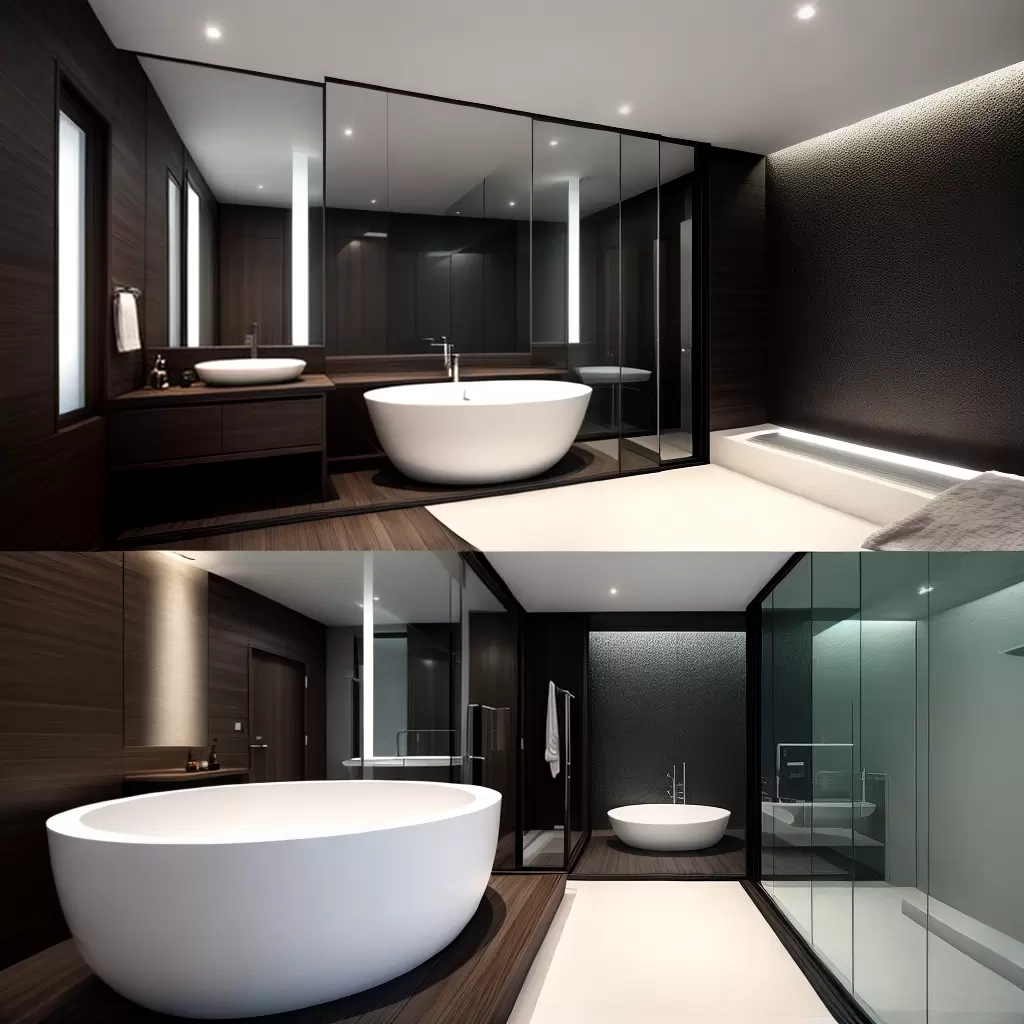 Fotos banheiro luxo jacuzzi preto branco