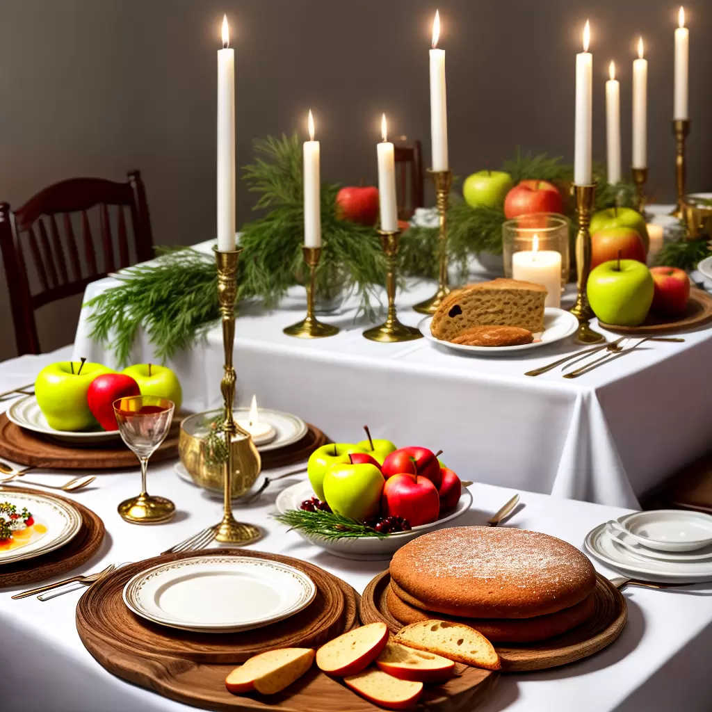 Fotos mesa yom kippur tradicional alimentos