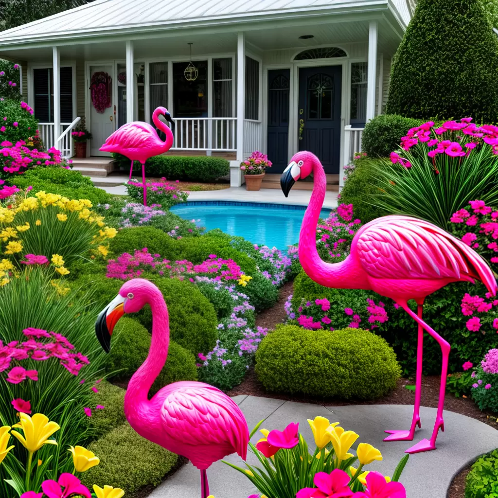 Fotos flamingo jardim gnomo enfeites tutu