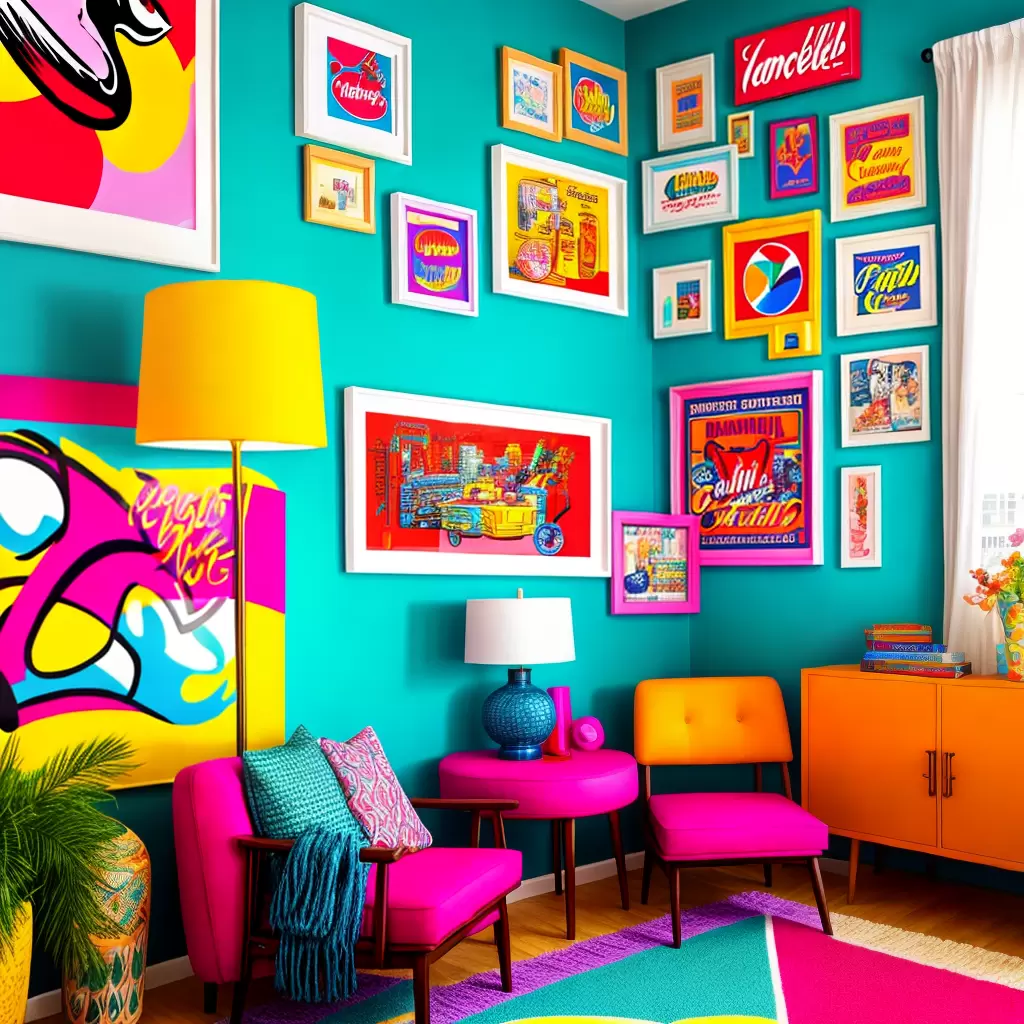 Fotos sala pop art cores vibrantes