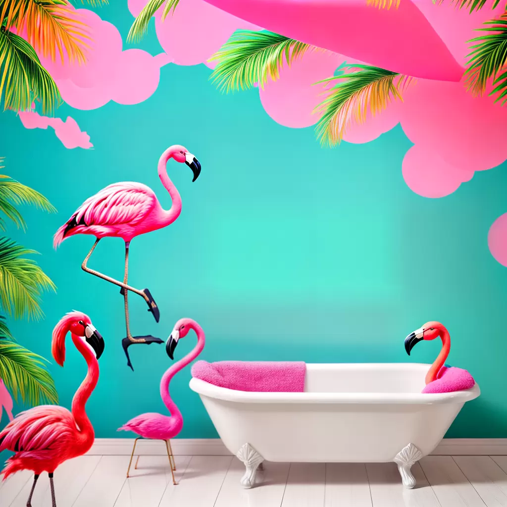 Fotos cortina flamingo banheiro divertido