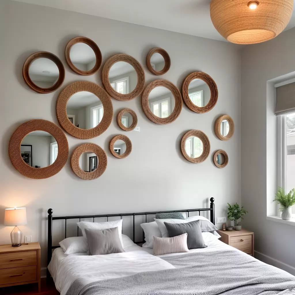 Espelhos redondos na decoração do quarto: criando pontos focais