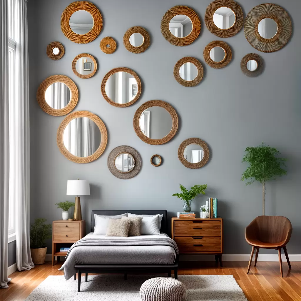 Espelhos redondos na decoração do quarto: criando pontos focais