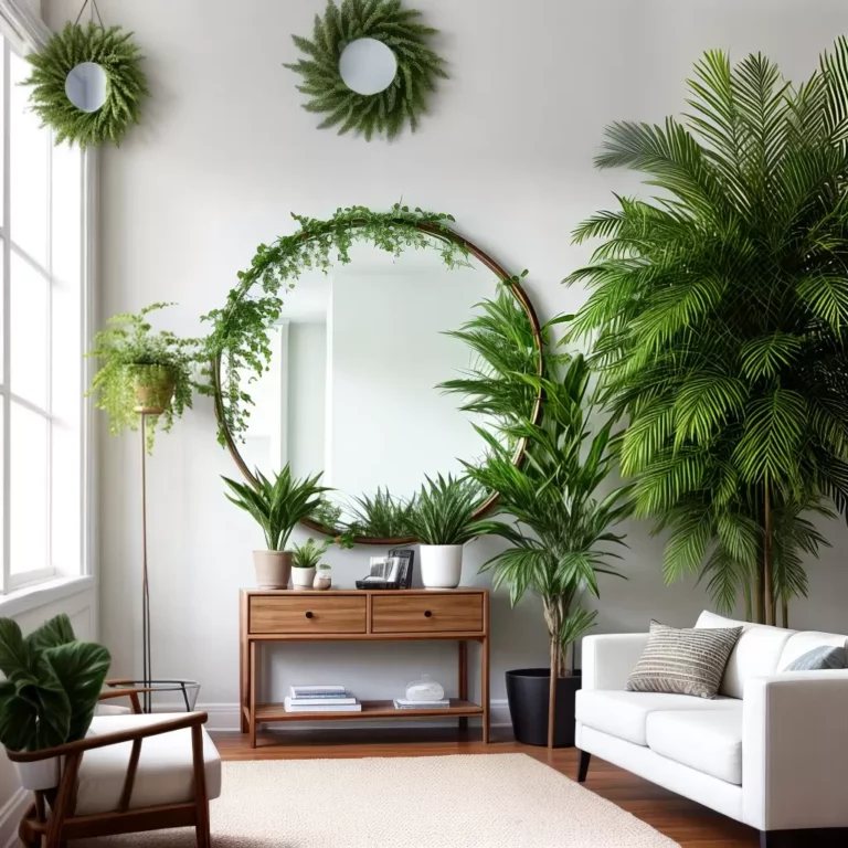 Espelhos redondos e plantas: uma combinação perfeita para uma decoração fresca