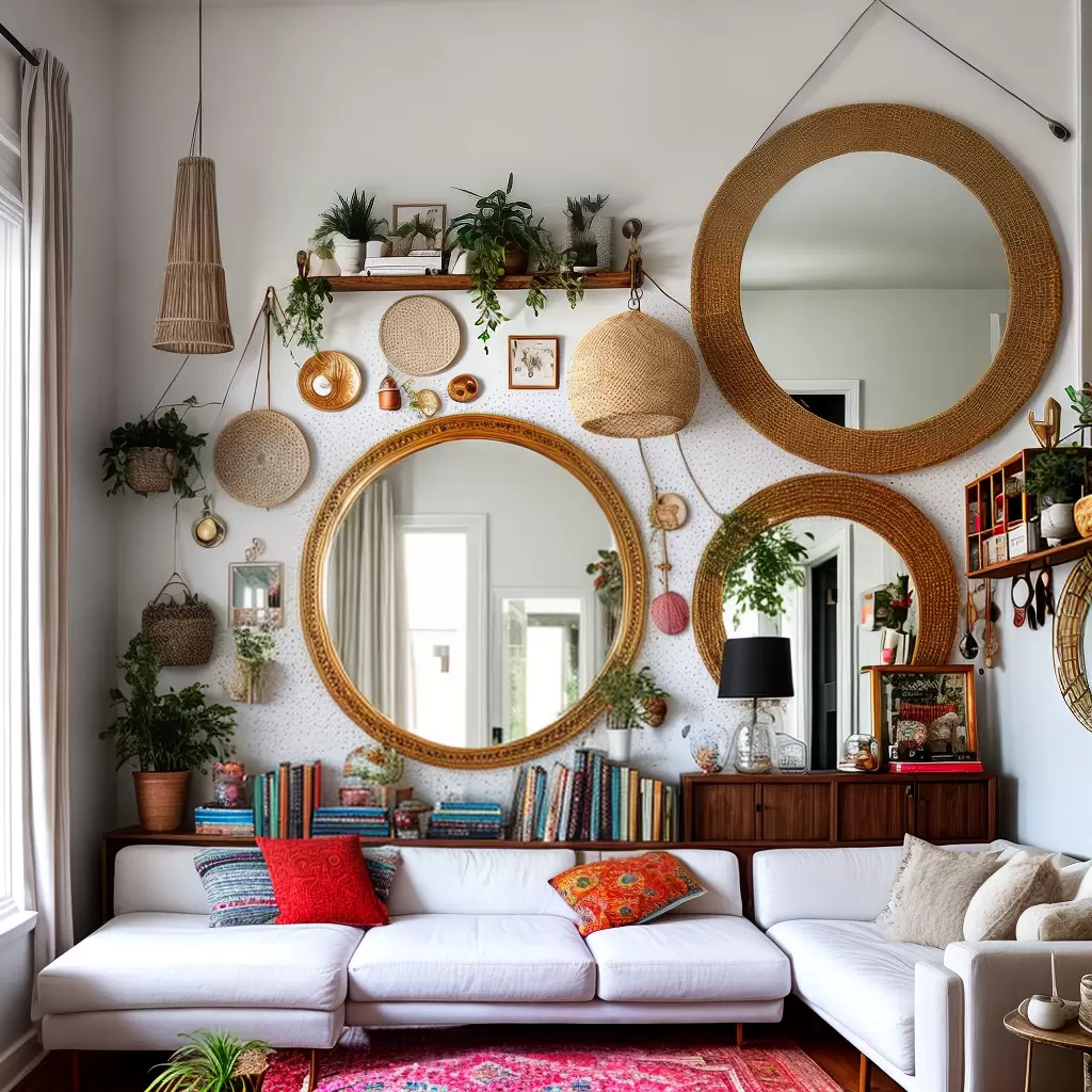Espelhos redondos em decoração boho: um toque de charme e personalidade