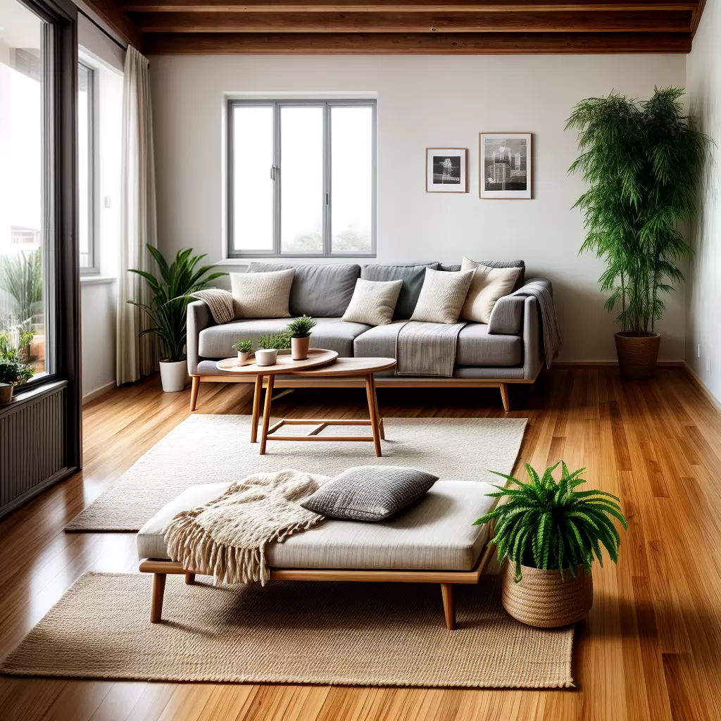 Fotos sala juta sofa bege plantas