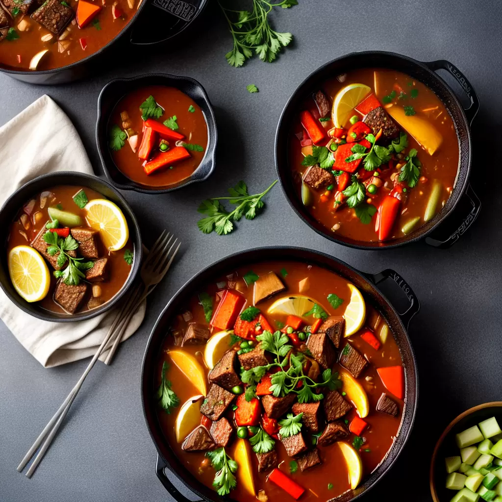 Fotos panela pedra carne legumes temperos