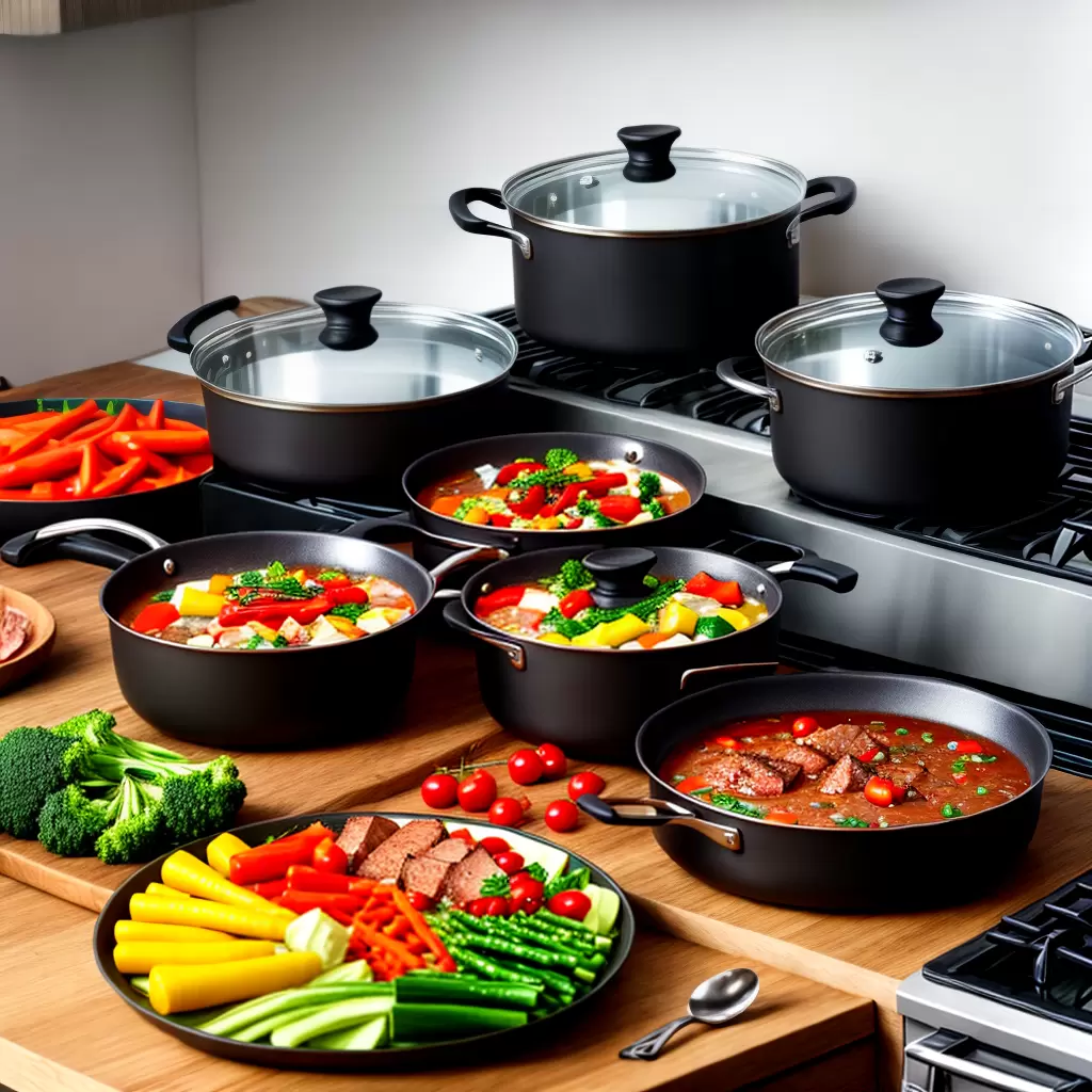 Fotos cozinha saudavel panelas vidro legumes carne