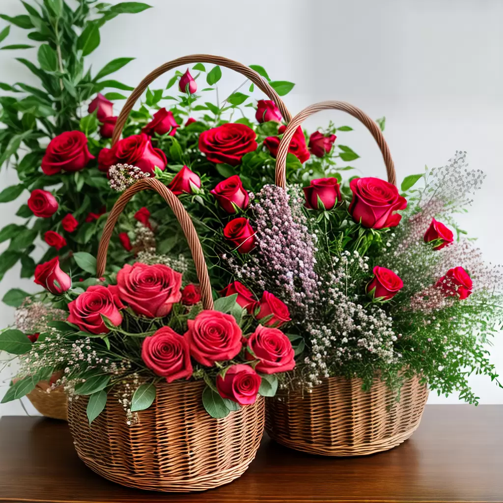 Fotos cestas rosas vermelhas valentines