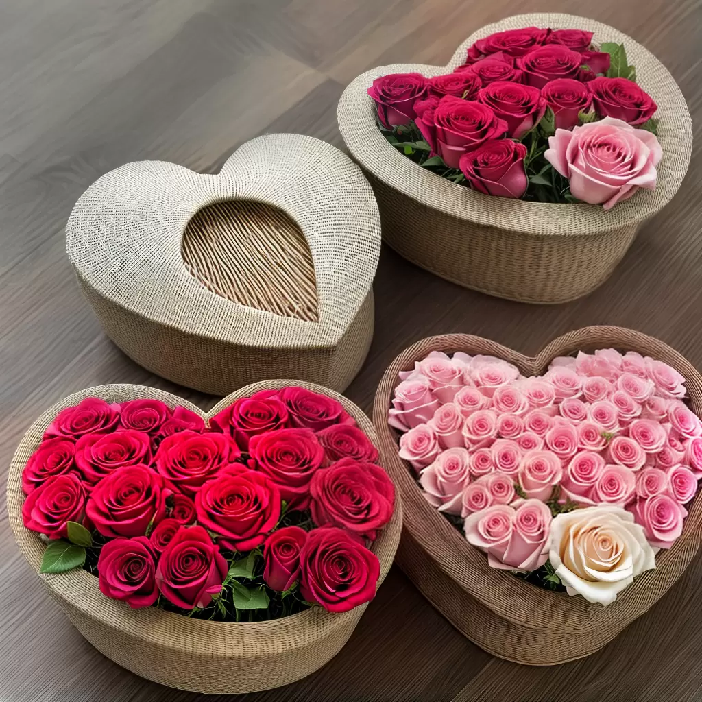 Fotos cestas coracao rosas amor valentines