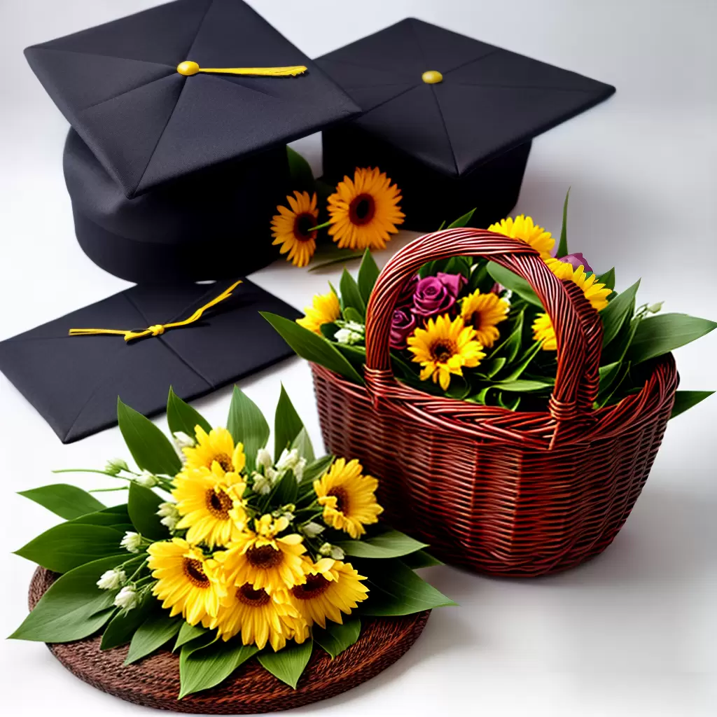 Fotos cesta formatura diploma chapeu flores