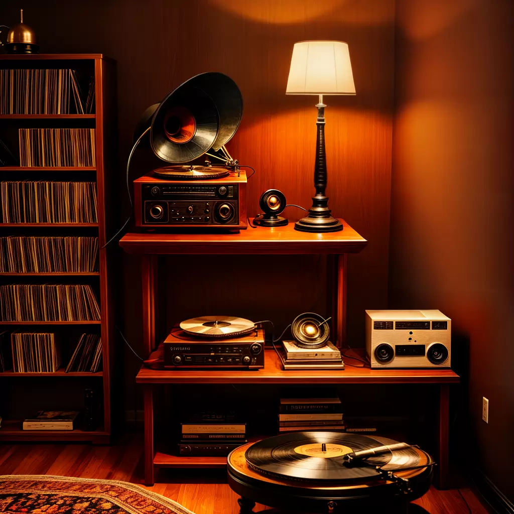 Fotos gramofone vinil luz ambiente madeira