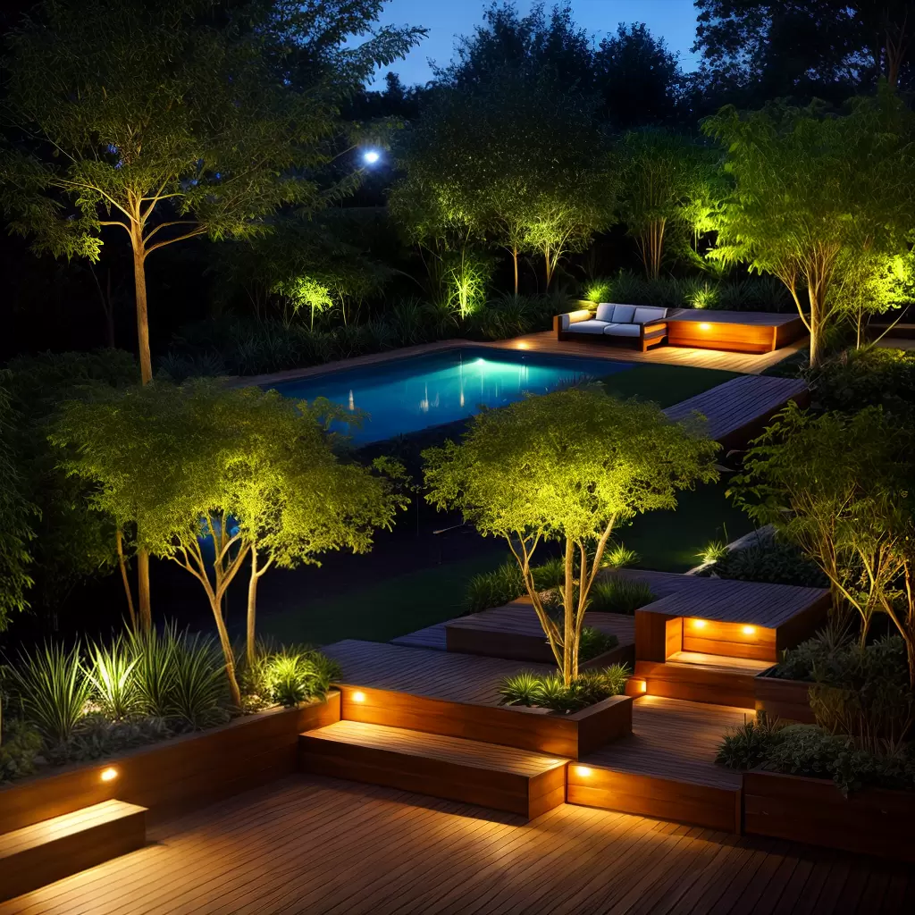 Fotos jardim deck sustentavel luzes plantas