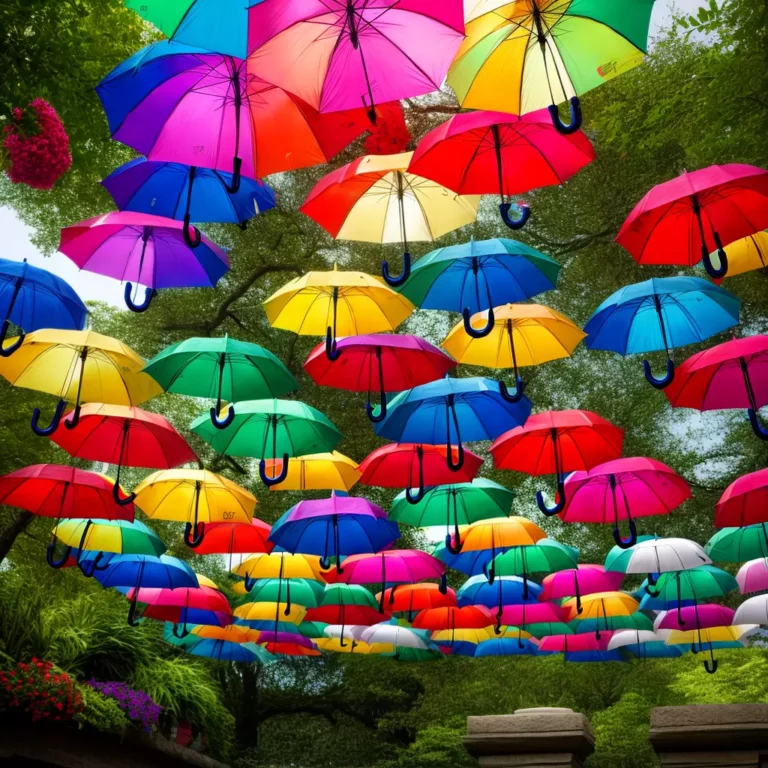 Como utilizar guarda-chuvas como suportes criativos para plantas e flores em jardins e varandas.