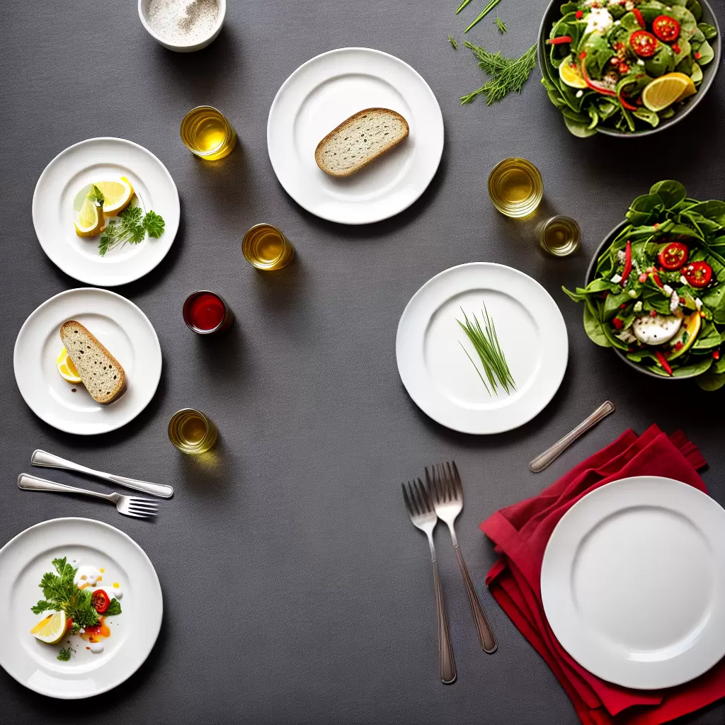Fotos mesa elegante galheteiros cores salada